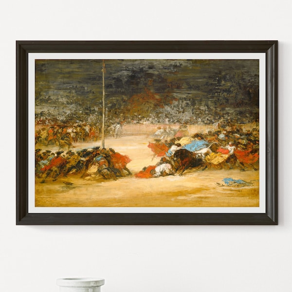 La corrida d'Eugenio Lucas Villamil v. 1890/1900 huile sur toile peinture vintage imprimable.