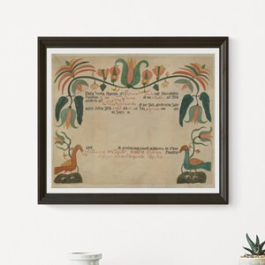 Pa. Deutsche Geburts- und Taufurkunde von Roy S. Brown 1935/1942 klassisches Gemälde druckbare Kunst.