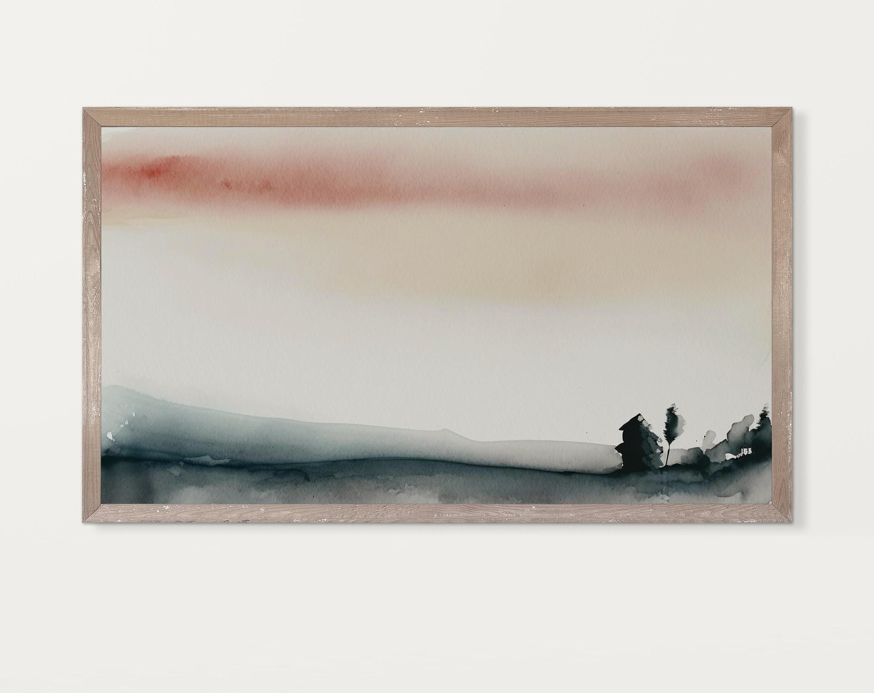 Smart TV digital art 16 9:  Minimalist Winter wall art painting watercolor