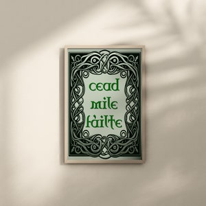 Cead Mile Fáilte, cartel de bienvenida irlandés, cien mil bienvenidas, decoración celta