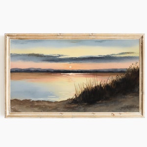 Digital TV art:  Lake Michigan Sunrise, Original artwork for Samsung Frame, or other TV displays.  16 to 9 aspect ratio