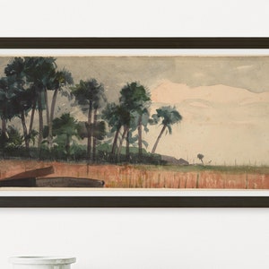 Palm Trees, Red by Winslow Homer, 1890 watercolor over graphite on wove paper printable classic art.