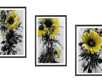 Set de 3 impresiones - Arte de pared amarillo imprimible Conjunto de arte imprimible Amarillo descargable - Arte de pared amarillo imprimible
