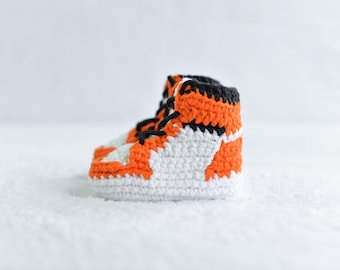 Crochet Baby Sneakers Orange - Crochet Baby Shoes - Crochet Booties - Baby Shower Gift