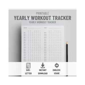 Daily Workout Routine Tracker for Healthy Active Lifestyle, Fillable 52 Week/1 year Template, Printable Digital Product, Undated & Reusable