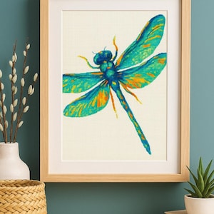 Dragonfly Cross Stitch Pattern | Modern Nature Embroidery | PDF Download