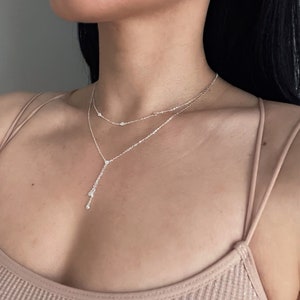 Stacking necklaces silver discount