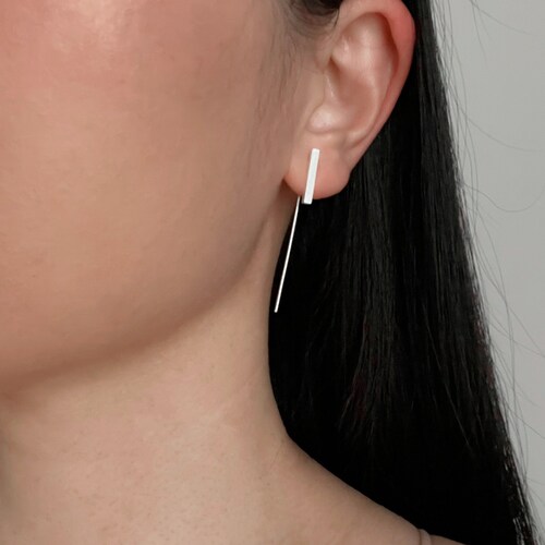 Sterling Silver Trace Threader Chain Earrings Etsy UK