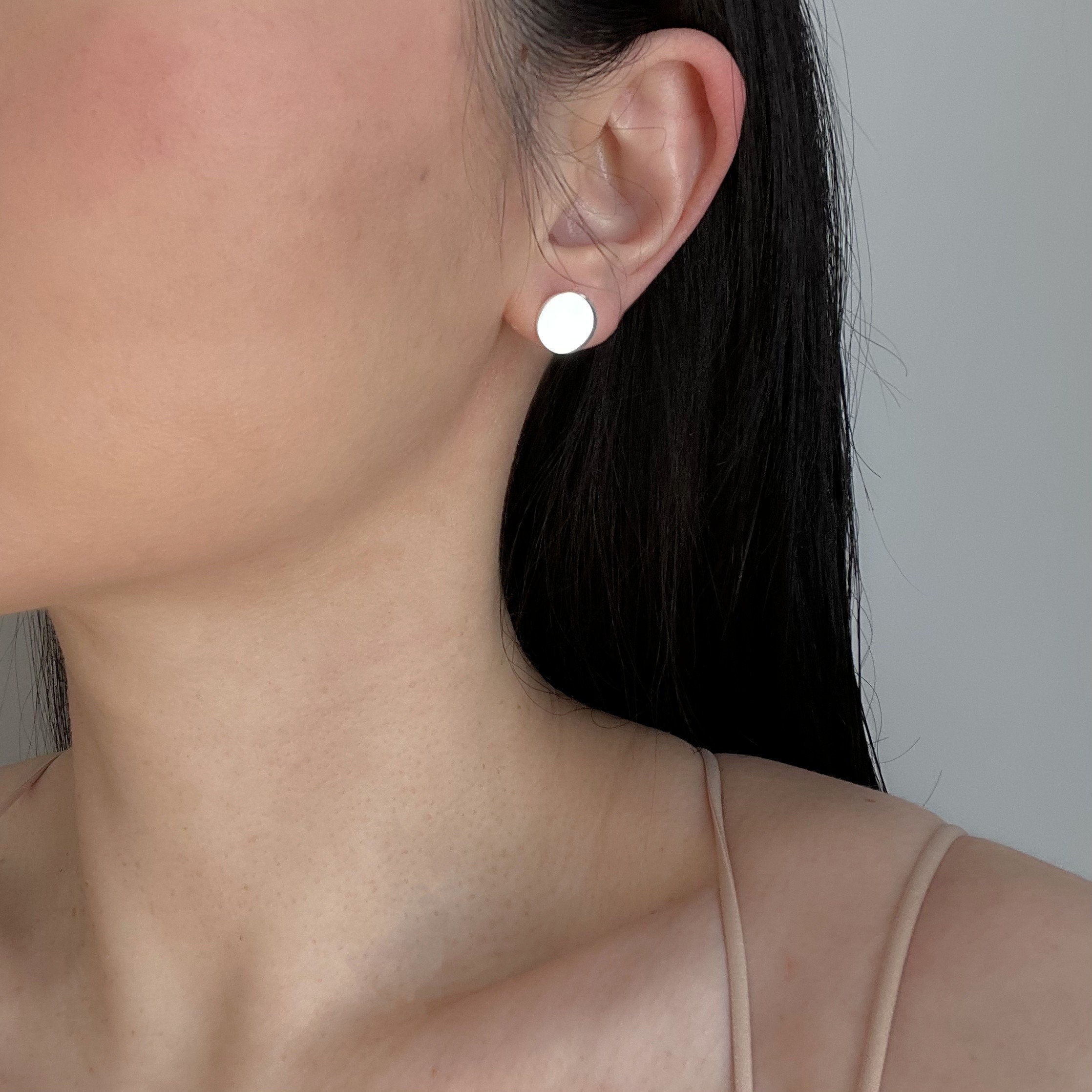 Sterling Silver Disc Stud Earrings