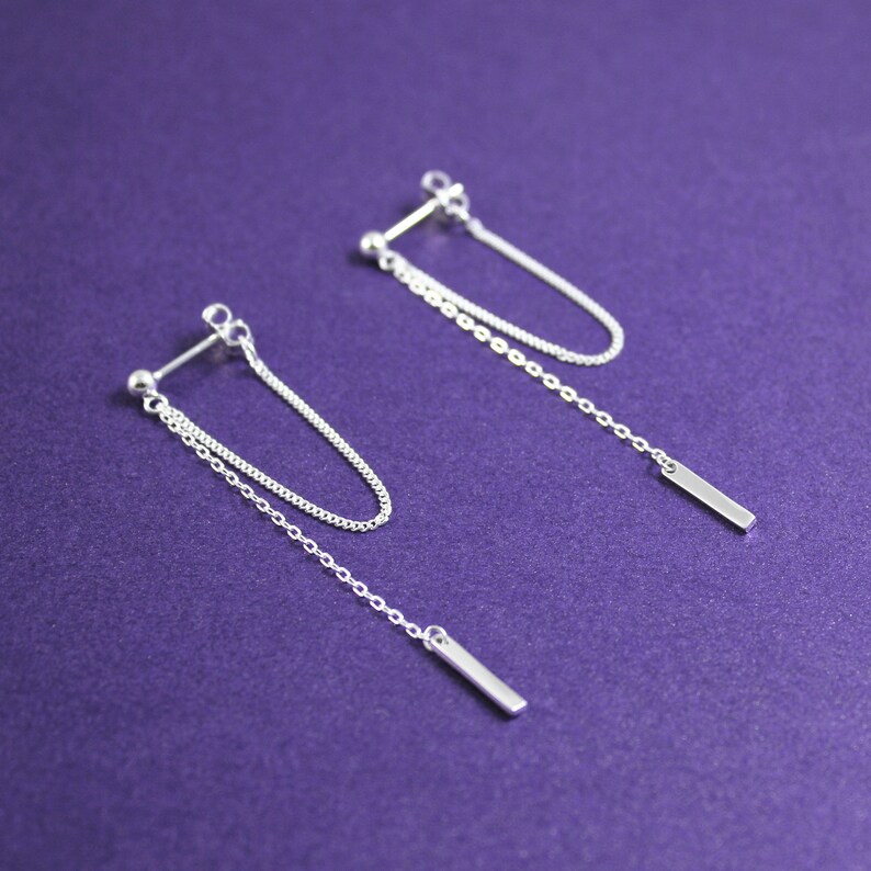 Sterling Silver Double Chain Drape Earrings - Etsy