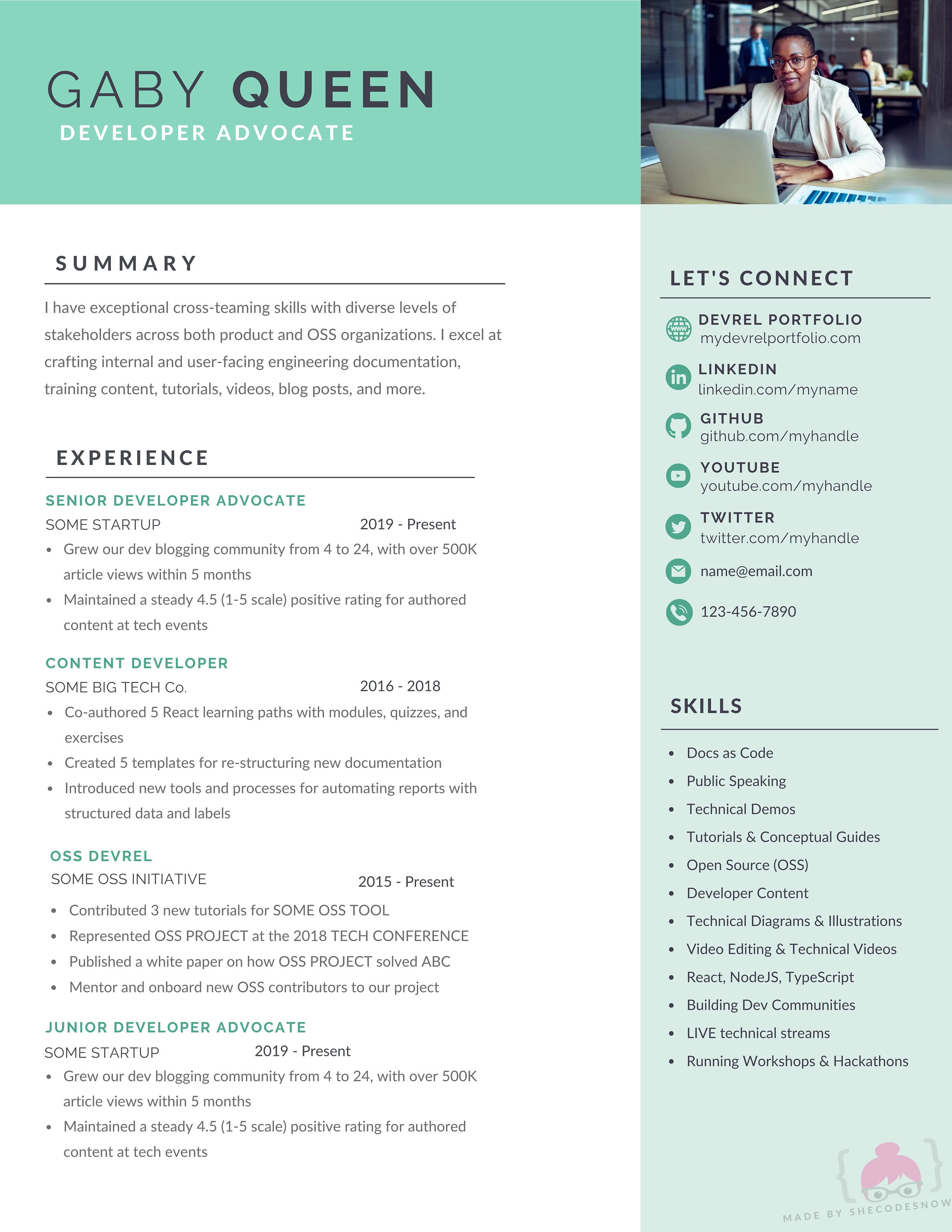 Resume Examples Female Women in Tech STEM Resume + CV Template | 2 Page Resume + Cover Letter ...