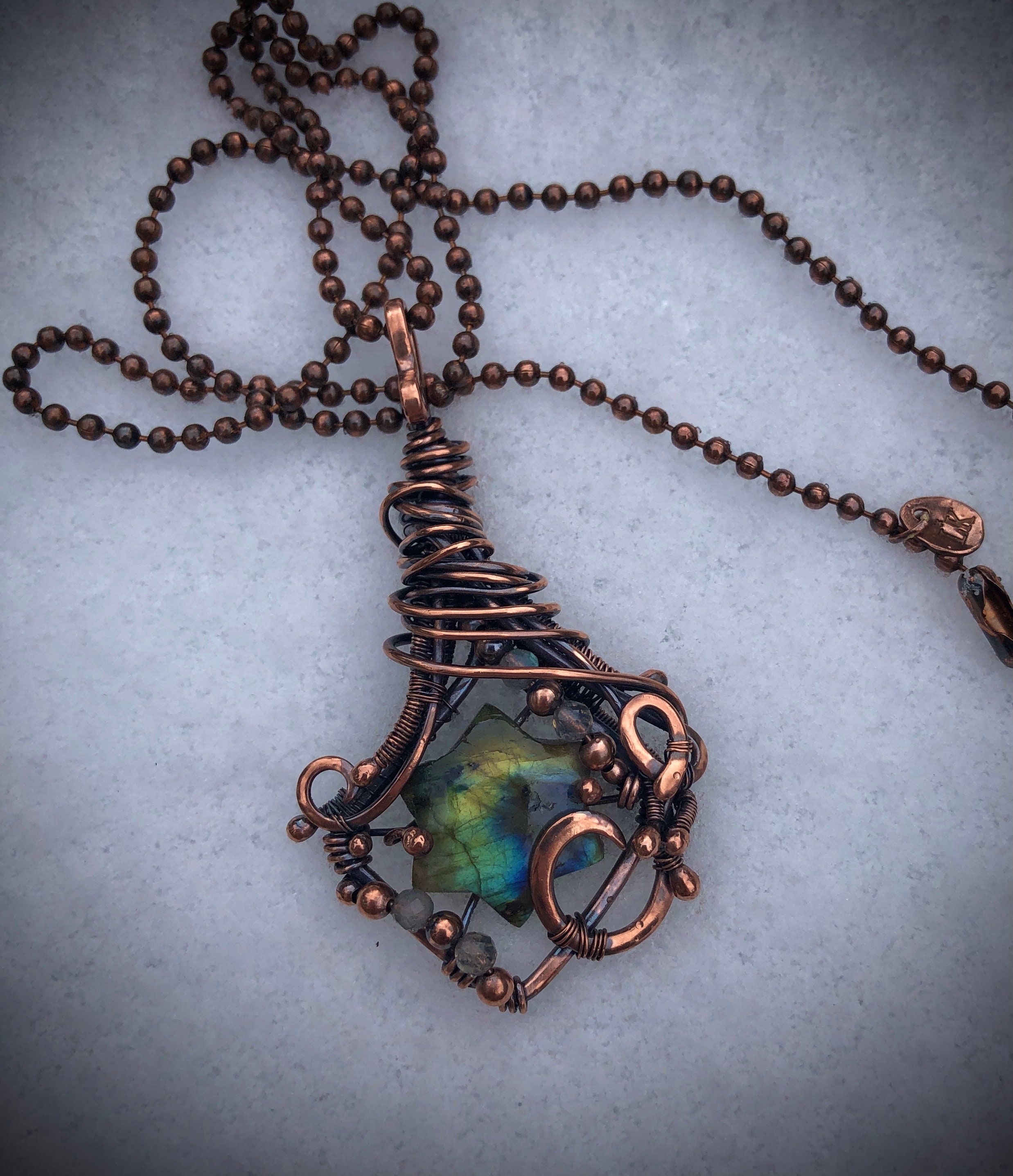 Labradorite Celestial Copper Wrapped Pendant Copper Wire | Etsy