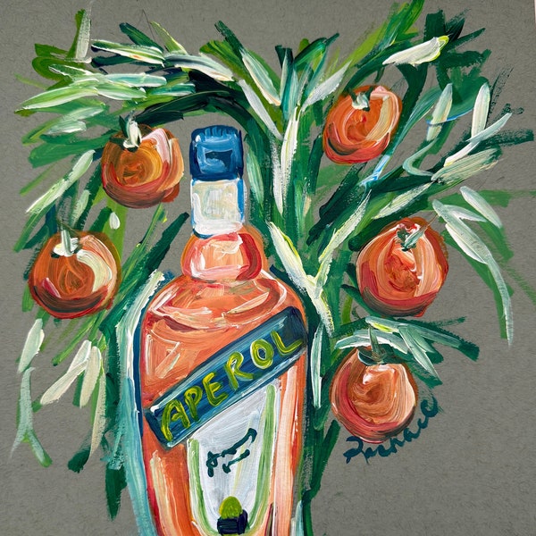 Aperol Bottle Art Print Vibrant Artwork for Home Decor Hand Painted Aperol Bottle Art Perfect Wall Accent Original Aperol Art