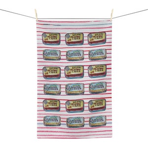 Tin Sardine Delight Coastal Inspired Tea Towel Sardine Tin Serenity Kitchen Tea Towel Design Vintage Sardine Tin Rustic Italian Towel Decor