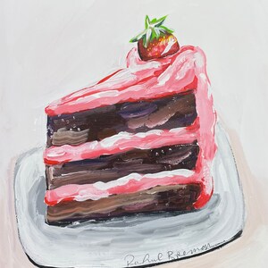 Strawberry Icing, Chocolate Cake, Art Print