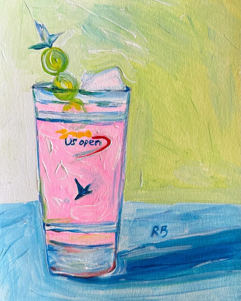 SET of Tennis Cocktail Art Print Grand Slam Drinks, US OPEN, Wimbledon ...