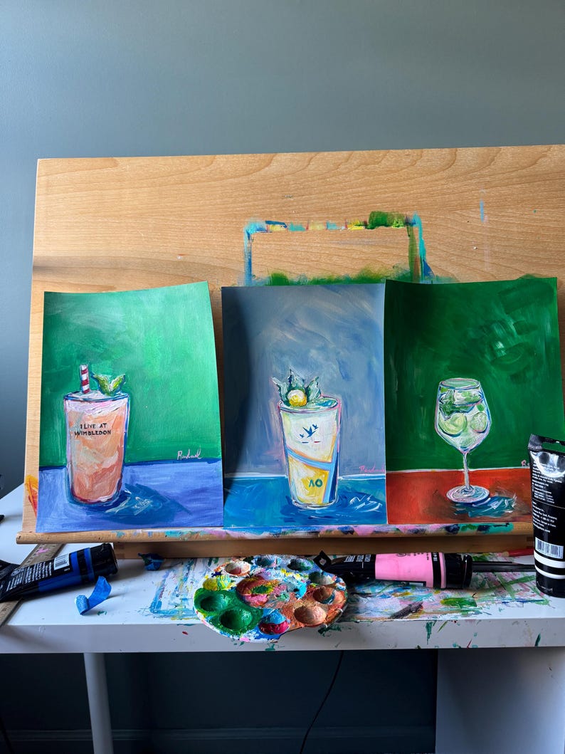 SET of Tennis Cocktail Art Print Grand Slam Drinks, US OPEN, Wimbledon ...