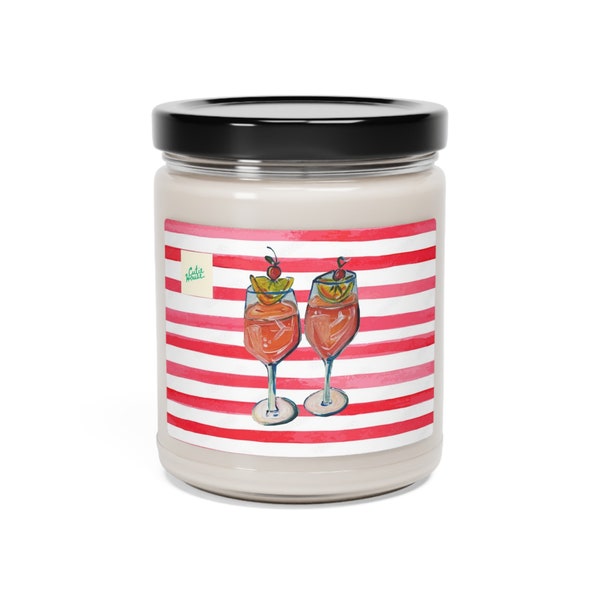 Aperol Spritz Soy Candle Home Fragrance and Décor Original Aperol Spritz Art on 9oz Soy Candle Handcrafted Home Accent Italian Aesthetic