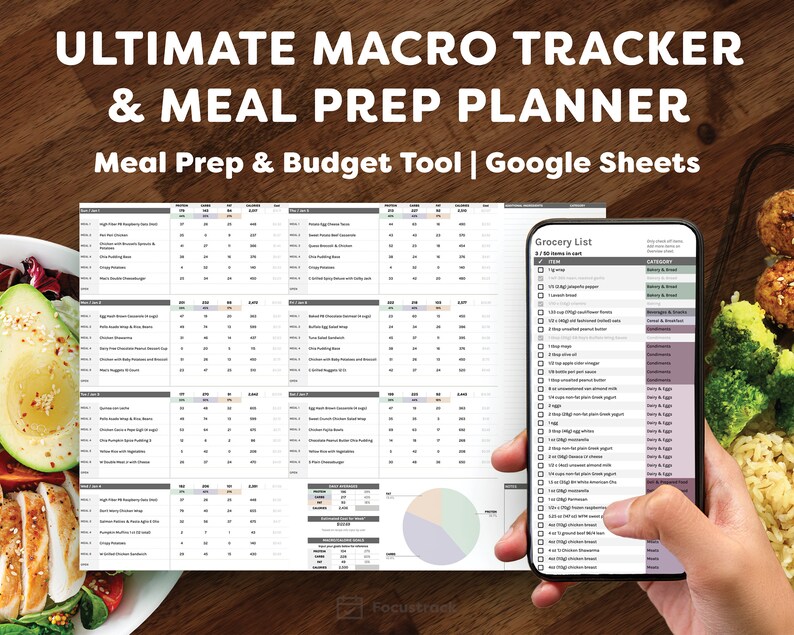 Ultimate Macro Meal Prep Planner Digital Template Google Etsy UK