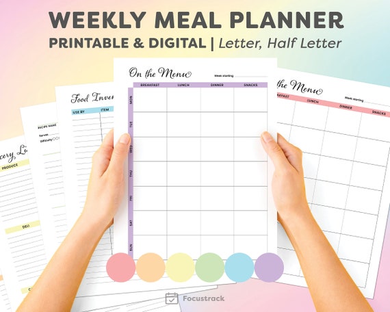 Meal Planner Printable Digital Meal Prep Calendar Tracker | Etsy