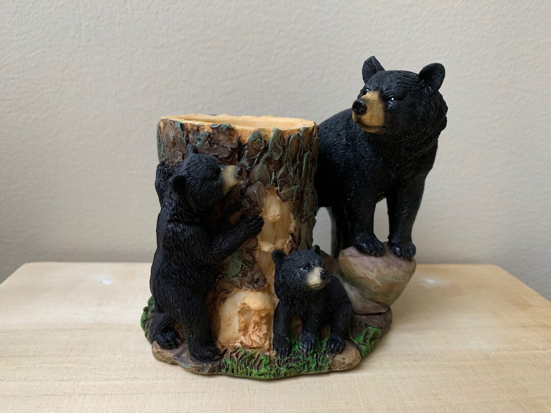 Black Bear and Cubs Pencil Stand - Etsy