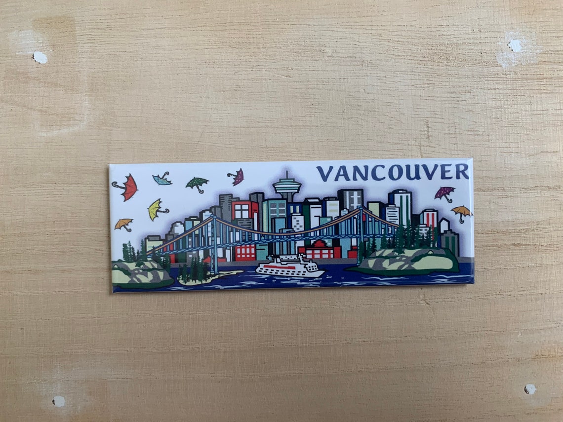 Vancouver With the Design of Vancouver Skyline and Umbrellas Etsy
