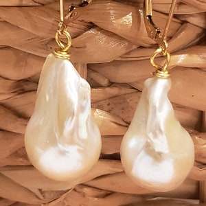 KYOTO Large Baroque Pearl Earrings, Real Freshwater Pearl