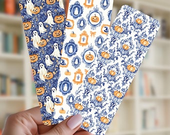 Halloween Bookmark Set, Pumpkin Bookmark, Ghost Bookmark, Bookish, Gift for Book Lover, Set of 3, Trendy Bookmarks