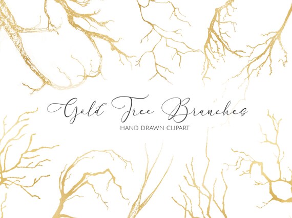 Gold Tree Branches Png Clipart Bare Branch Silhouette For Etsy