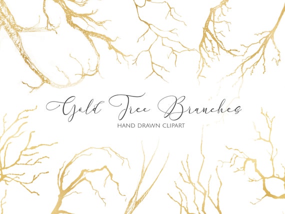 Gold Tree Branches Png Clipart Bare Branch Silhouette For Etsy