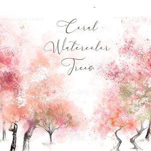 Koraalbomen PNG, aquarel clipart, Floral voorjaar landschap voor digitale sticker, bruiloft uitnodiging, baby douche kwekerij kunst, ScrapBook