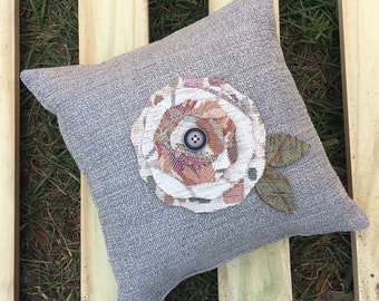 Flower Accent Pillow | Chenille | Floral | 13 x 13