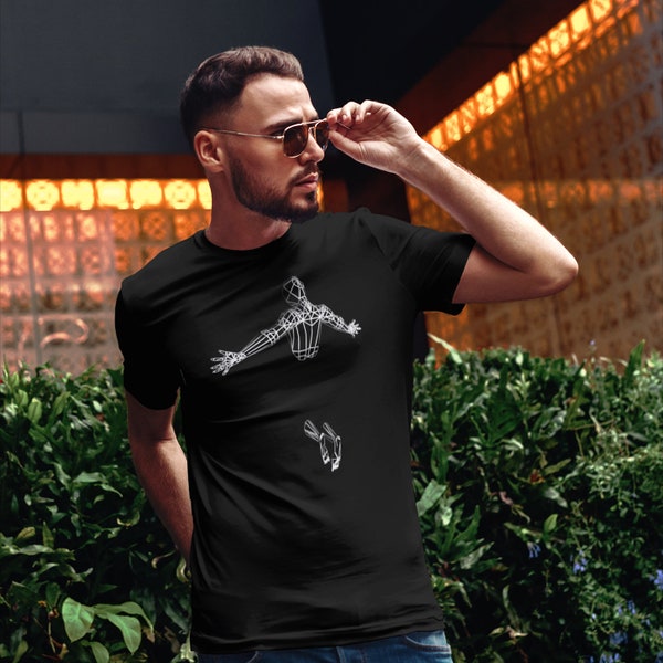 Polygonal falling man unisex Jersey Short Sleeve Tee, Stylish falling man T-shirt, Low poly falling man, Geometric falling man tee shirt