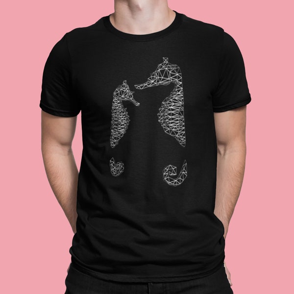 Polygonal seahorse unisex Jersey Short Sleeve Tee, Stylish seahorse T-shirt, Low poly seahorse, Geometric seahorse tee shirt