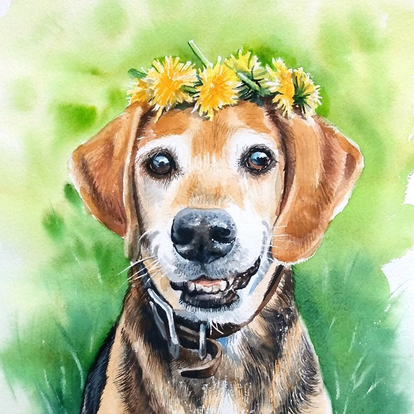 Professional hand-painted watercolor Cat or Dog Portrait from your photo Custom watercolor pet portraits Memorial Art Custom unique gift