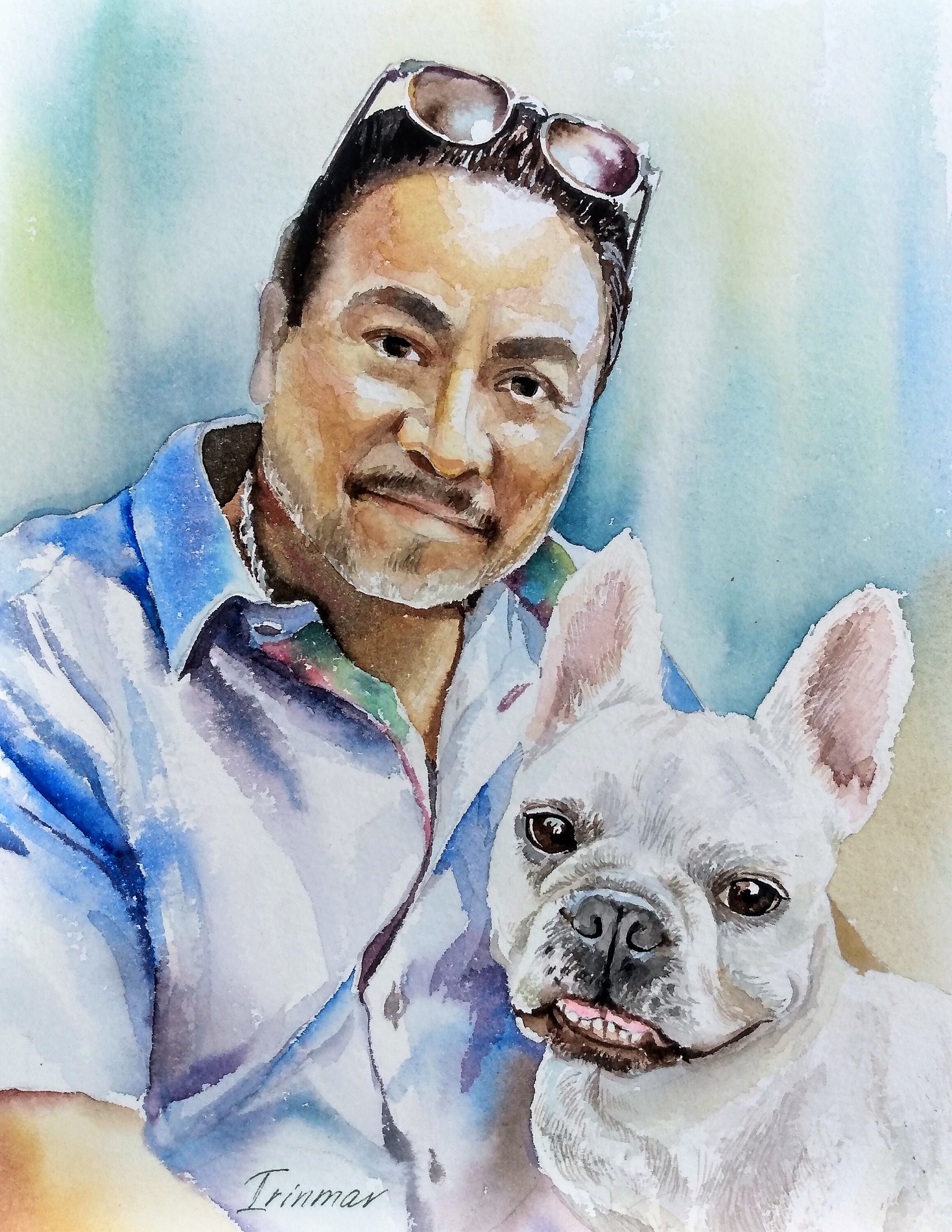 Custom Portrait of Pet and Owner From Photo Pet Portrait With Etsy UK