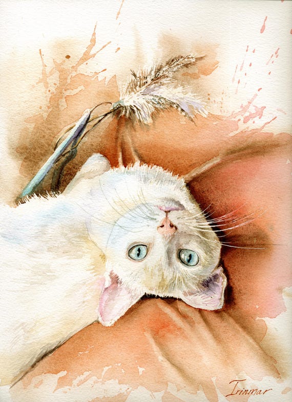 Watercolor Pet Portrait from photo. Custom detailed painting of a Dog or a Cat. Memorial Family pet art gift. Art gift, wall art present.