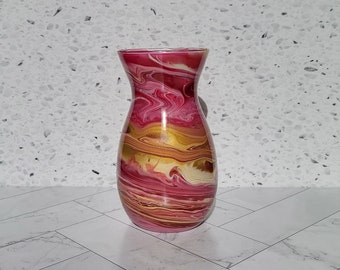 Pink and Gold fluid art vase