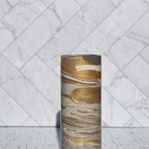 9-Zoll-Brown, Gold und Biege Zylindervase