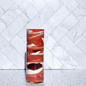10 inch Orange und Weisse Zylinder Vase