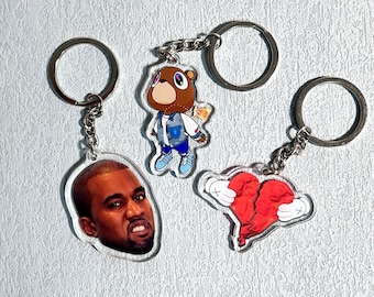 Chaveiro Dropout Bear 808s & Heartbreak Rapper, Presente de Natal de Hip Hop Americano, Chaveiro de Acrílico Dupla Face