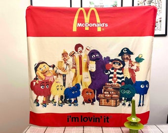 McDonald's Retro Style Large Tapestry 40''x40'', American Fast Food Restaurant Aesthetic Vintage Style Wall Art Album Poster