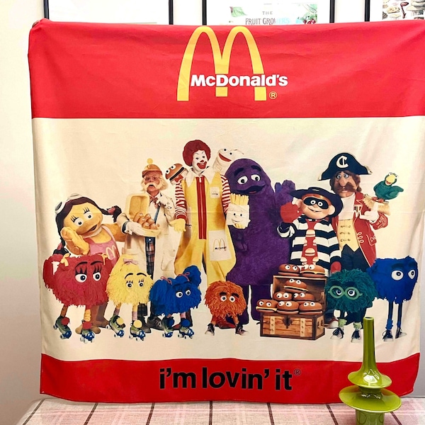 McDonald's Retro Style Large Tapestry 40''x40'', American Fast Food Restaurant Aesthetic Vintage Style Wall Art Album Poster