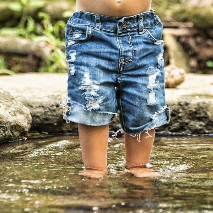 Cowkid Cut Distressed Denim Jeans Cut Off Shorts kids toddler youth b…