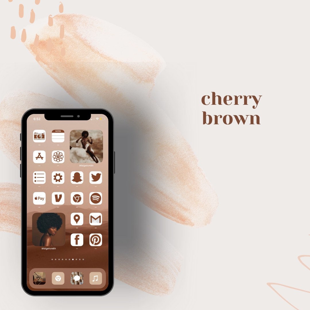 Cherry Brown Ios 14 Icon Pack, Social Media Graphics, Iphone, Icons ...