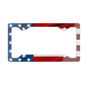 Patriotic Metal License Plate Frame | USA Flag | Car Accessory for Veterans, Memorial Day, Independence Day, Gift for Him