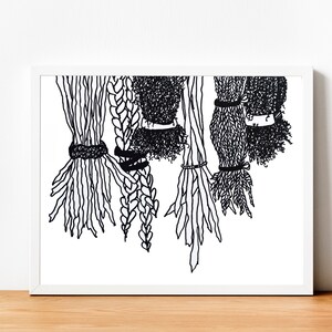 Obra de arte de la cultura negra, impresión de arte de 12x16, arte de propiedad negra, postales imprimibles, locomotoras de mujeres negras, arte lineal de mujer negra, póster ilustrado