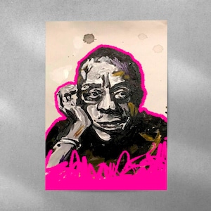 Arte americana negra, pôster impresso de James Baldwin, pôsteres de história negra, arte BlackOwned, impressão artística 12x16, cartões postais imprimíveis