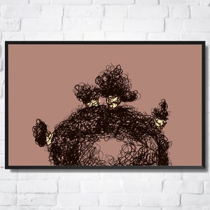 Earth Tones Black Child Bedroom Art, Black Culture Neutral Palette, African American Girl Nursery, 12x16 Printable Decor, Afro Kinky Hair