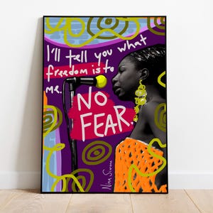 Cartaz impresso de Nina Simone, cartazes de ativistas para sala de aula, citações sobre história negra, arte de parede sobre cultura negra, arte de lojas de propriedade de negros, decoração de parede